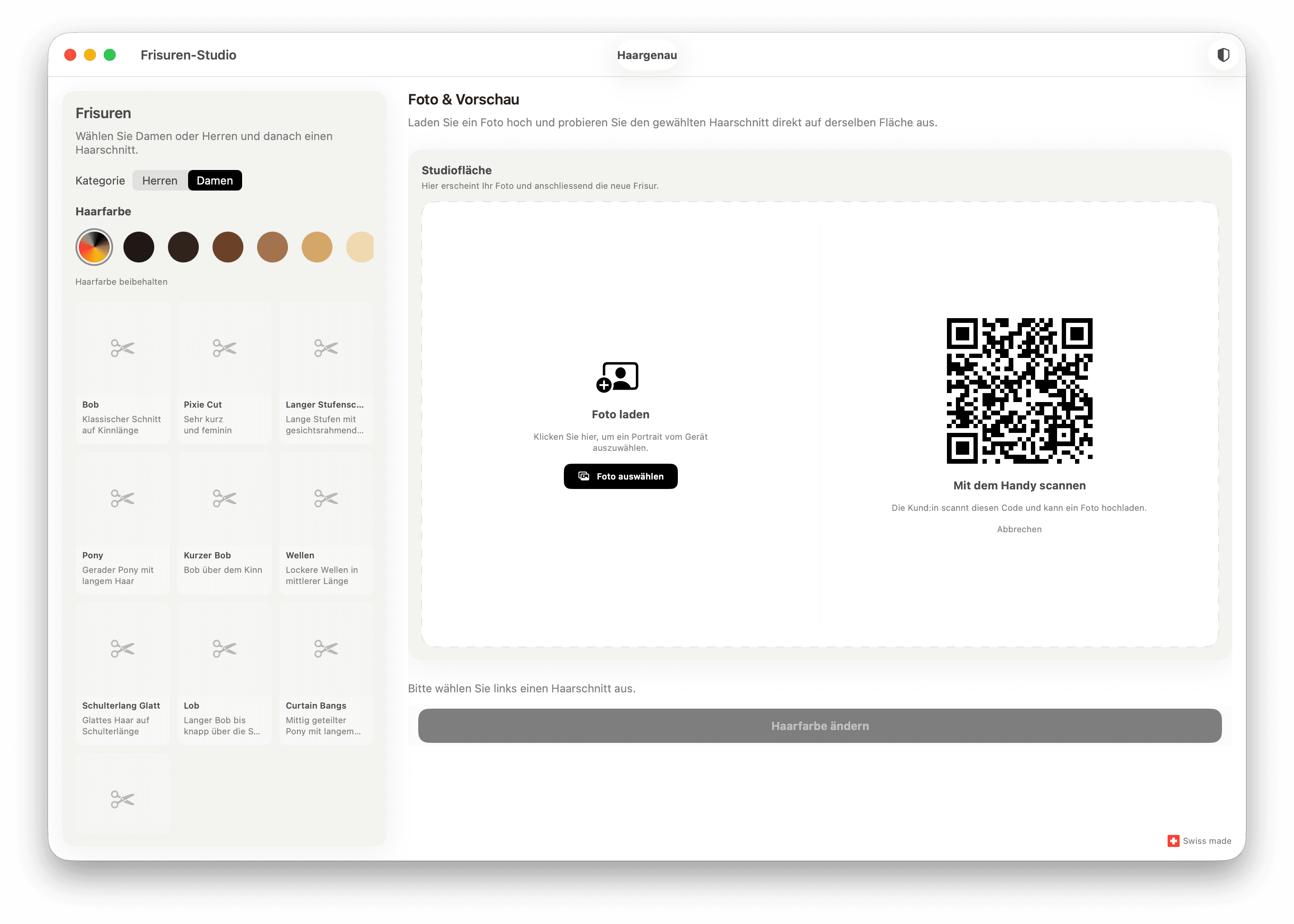 Haargenau App – Frisuren-Studio auf dem iPad